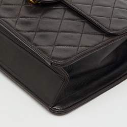 Pre Owned Chanel Black Quilted Leather CC Square Single Flap Bag