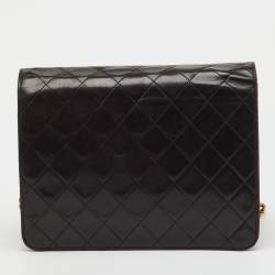 Pre Owned Chanel Black Quilted Leather CC Square Single Flap Bag