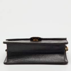 Pre Owned Chanel Black Quilted Leather CC Square Single Flap Bag