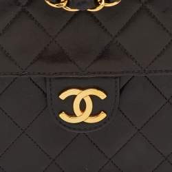 Pre Owned Chanel Black Quilted Leather CC Square Single Flap Bag