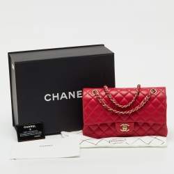 Pre Owned Chanel Pink Quilted Leather Medium Classic Double Flap Bag