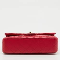 Pre Owned Chanel Pink Quilted Leather Medium Classic Double Flap Bag