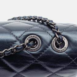 Pre Owned Chanel Blue Quilted Glazed Calfskin Coco Pleats Flap