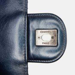 Pre Owned Chanel Blue Quilted Glazed Calfskin Coco Pleats Flap