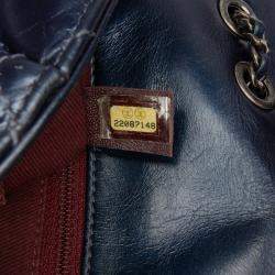 Pre Owned Chanel Blue Quilted Glazed Calfskin Coco Pleats Flap