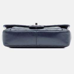 Pre Owned Chanel Blue Quilted Glazed Calfskin Coco Pleats Flap