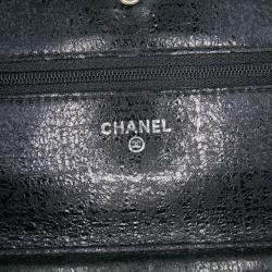 Pre Owned Chanel Black CC Quilted Crinkled Calfskin Wallet On Chain