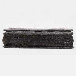 Pre Owned Chanel Black CC Quilted Crinkled Calfskin Wallet On Chain