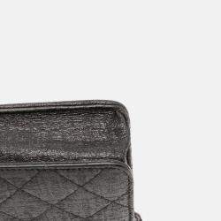 Pre Owned Chanel Black CC Quilted Crinkled Calfskin Wallet On Chain