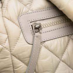 Pre Owned Chanel Beige Brown Medium Nylon Coco Cocoon Bowling Bag