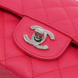 Pre Owned Chanel Red Leather Caviar Classic Medium