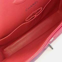 Pre Owned Chanel Red Leather Caviar Classic Medium