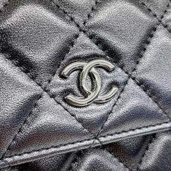 Pre Owned Chanel Coco Punk Metallic Leather Chain Flap Clutch