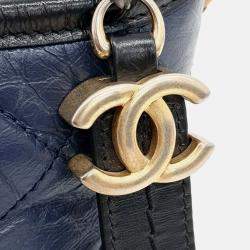 Pre Owned Chanel Small Gabrielle Navy Blue Leather Hobo Bag