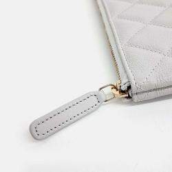 Pre Owned Chanel New Medium Grey Caviar Leather Clutch