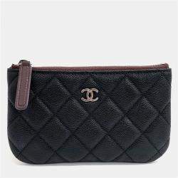 Pre Owned Chanel Black Leather Caviar Pouch