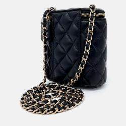 Pre Owned Chanel Mini Black Leather Vanity Crossbody Bag