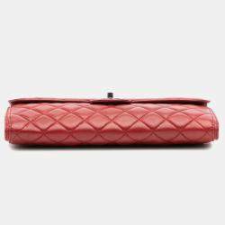 Pre Owned Chanel Red Medium Quilted Lambskin Citizen Flap