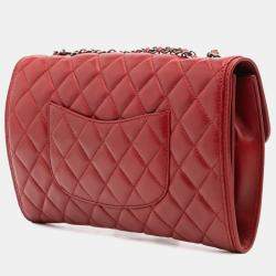 Pre Owned Chanel Red Medium Quilted Lambskin Citizen Flap