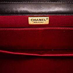 Pre Owned حقيبة يد شانيل سوداء باريس بايزانس جلد خروف مرصعة للسهرات بسلسلة