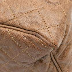 Pre Owned Chanel Brown Large Quilted Caviar Shiva Flap