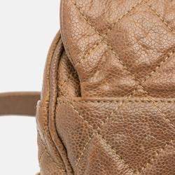 Pre Owned Chanel Brown Large Quilted Caviar Shiva Flap