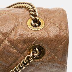 Pre Owned Chanel Brown Large Quilted Caviar Shiva Flap