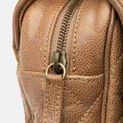 Pre Owned Chanel Brown Large Quilted Caviar Shiva Flap