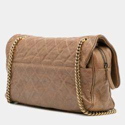 Pre Owned Chanel Brown Large Quilted Caviar Shiva Flap