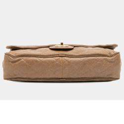 Pre Owned Chanel Brown Large Quilted Caviar Shiva Flap