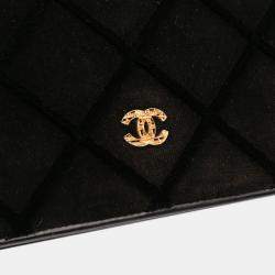 Pre Owned Chanel Black CC Quilted Velvet Wallet on Chain