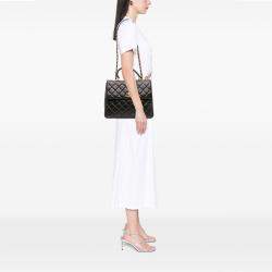 Pre Owned Chanel Black Large Lambskin Trendy CC Top Handle Flap