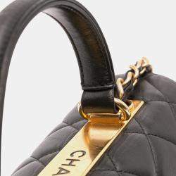 Pre Owned Chanel Black Large Lambskin Trendy CC Top Handle Flap