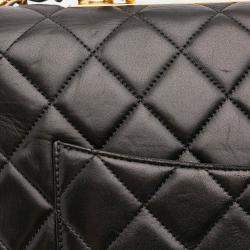 Pre Owned Chanel Black Large Lambskin Trendy CC Top Handle Flap