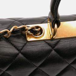 Pre Owned Chanel Black Large Lambskin Trendy CC Top Handle Flap