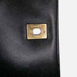 Pre Owned Chanel Black Large Lambskin Trendy CC Top Handle Flap