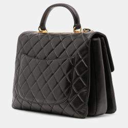 Pre Owned Chanel Black Large Lambskin Trendy CC Top Handle Flap