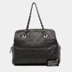 Pre Owned Chanel Grey Petite Crinkled Calfskin Timeless Tote