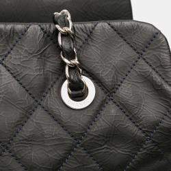 Pre Owned Chanel Grey Petite Crinkled Calfskin Timeless Tote