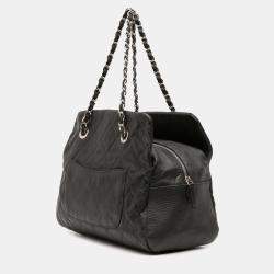Pre Owned Chanel Grey Petite Crinkled Calfskin Timeless Tote