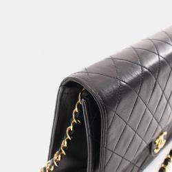 Pre Owned Chanel Black Lambskin Leather Shoulder Bag