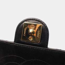 Pre Owned Chanel Black Lambskin Leather Shoulder Bag