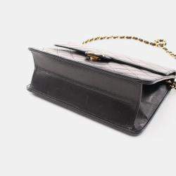 Pre Owned Chanel Black Lambskin Leather Shoulder Bag