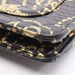 Pre Owned Chanel 2.55 Black Gold Leather Shoulder Bag