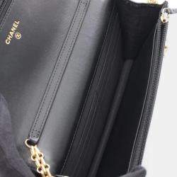 Pre Owned Chanel 2.55 Black Gold Leather Shoulder Bag