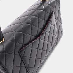 Pre Owned Chanel Kelly Black Lambskin Leather Shoulder Bag