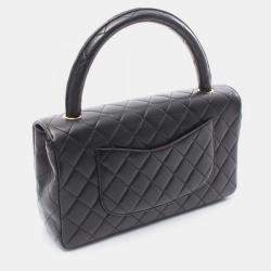 Pre Owned Chanel Kelly Black Lambskin Leather Shoulder Bag