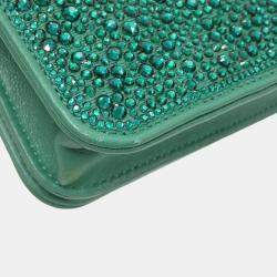 Pre Owned Chanel Green Leather Chain Clutch
