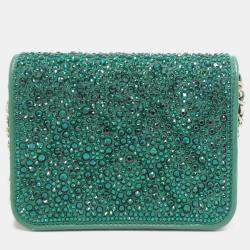 Pre Owned Chanel Green Leather Chain Clutch