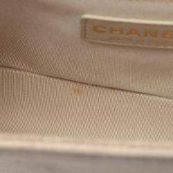 Pre Owned Chanel Boy Chanel Beige Calfskin Leather Shoulder Bag